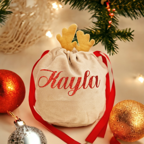 Personalised Brown & Red  Reindeer Bag