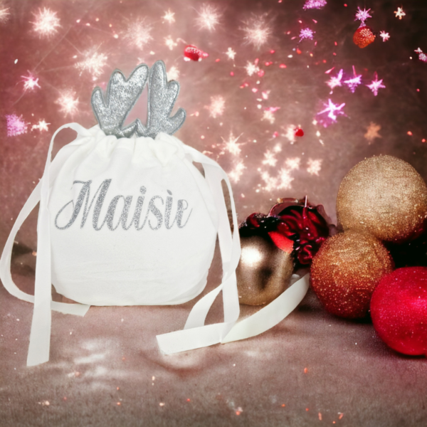 Personalised White & Silver Reindeer Bag