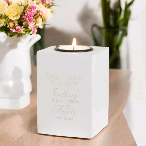 Feathers Appear When Angels Are Near Tealight Holder