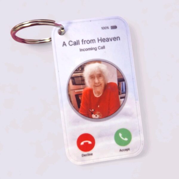 Personalised Call From Heaven Photo Keyring